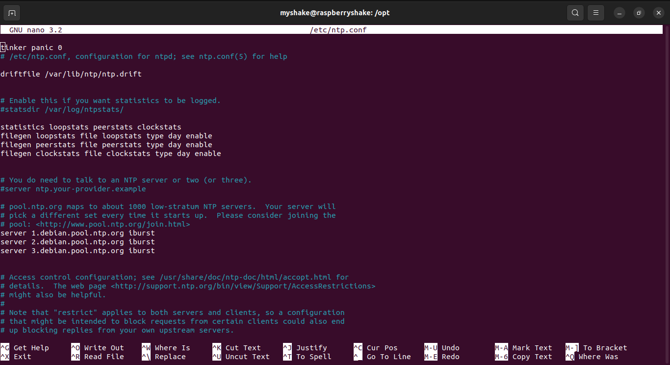 ntp.conf file contents